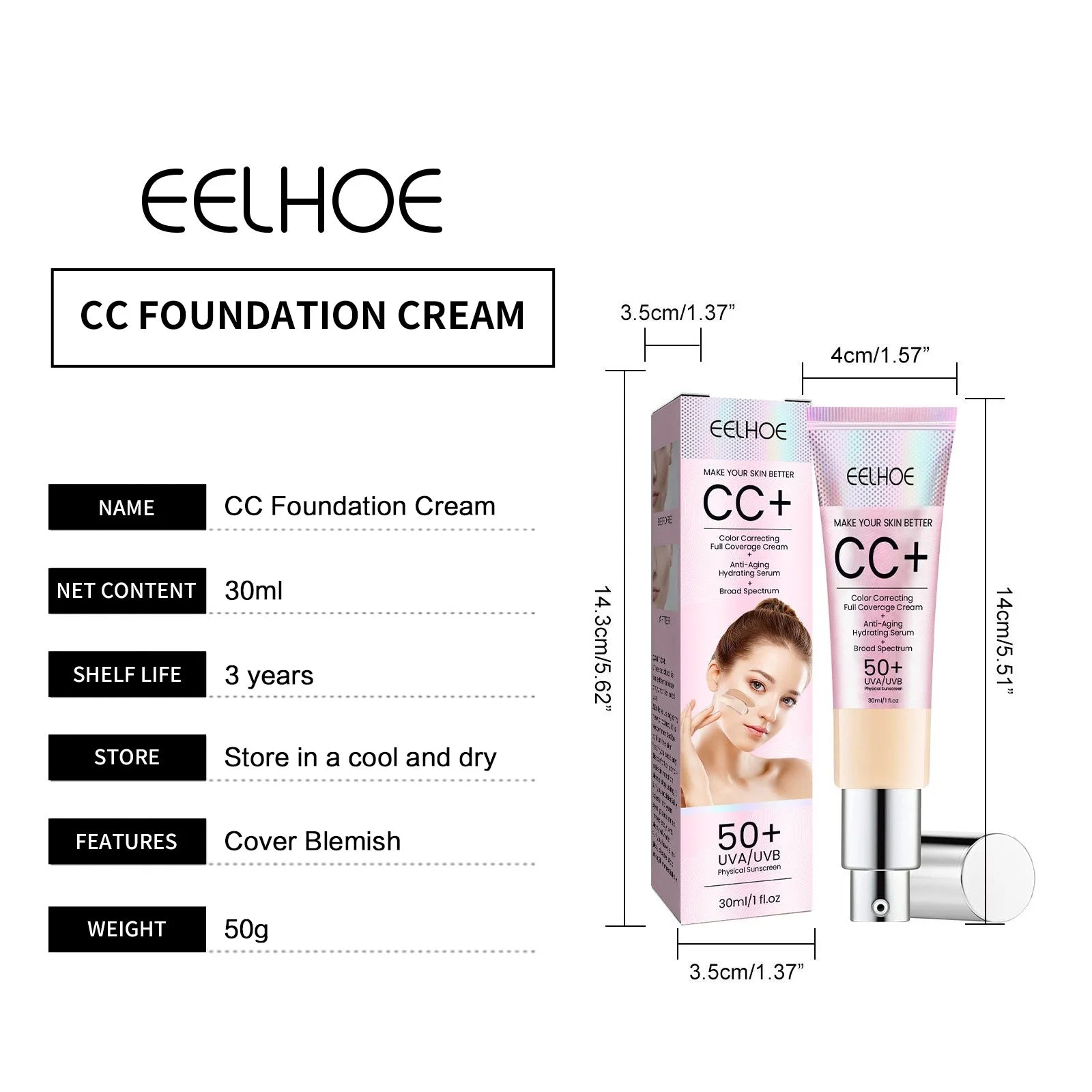 CC Foundation Cream Natural Moisturizing Brightening in USA