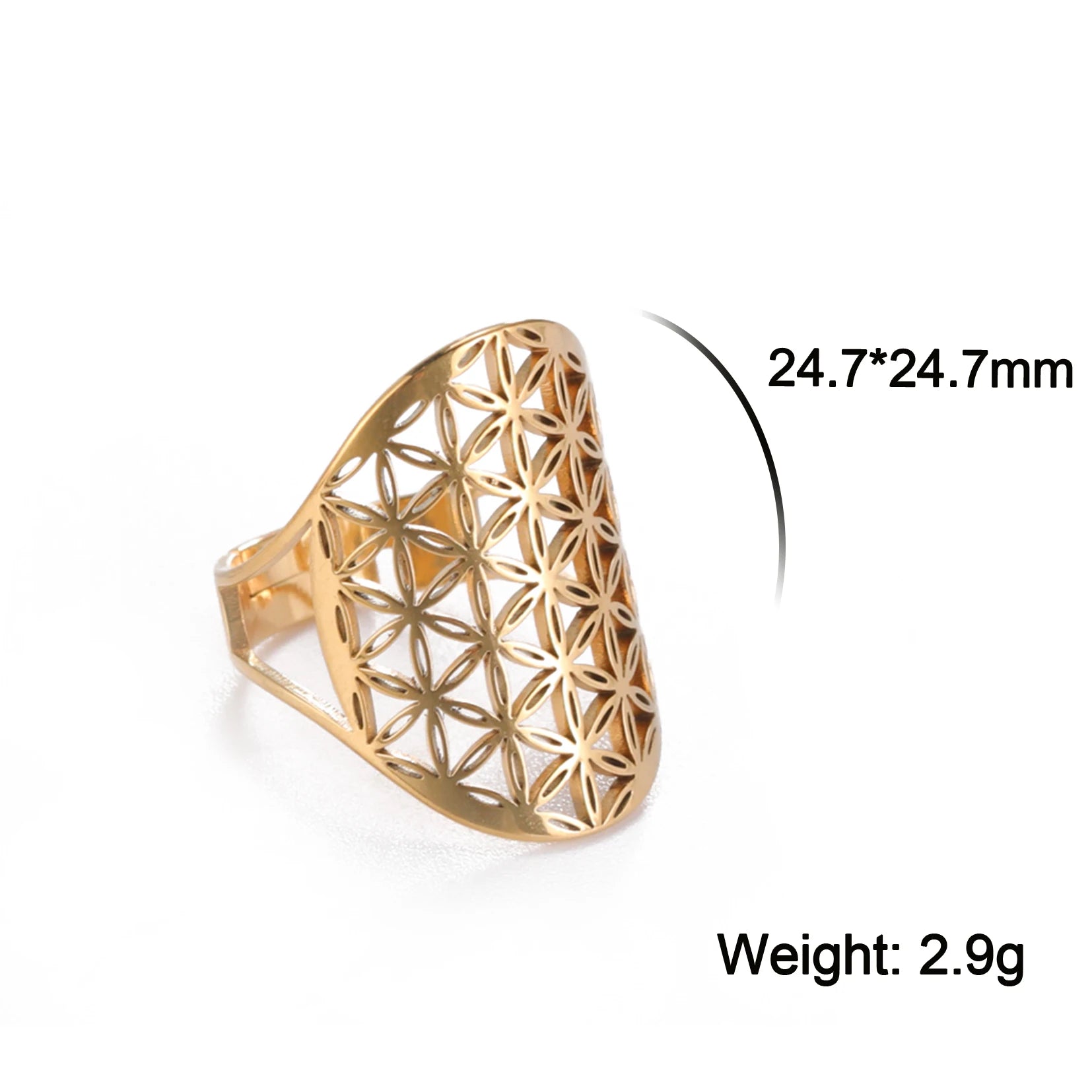 Unift Scared Geometry Flower Life Ring Adjustable Stainless Steel Ring in USA