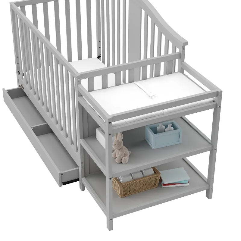 Convertible Crib Changer with Drawer (White) in USA