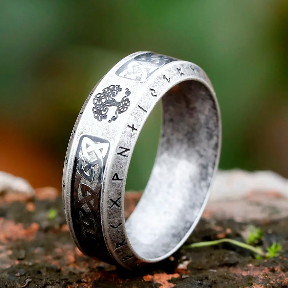 Nordic Viking Letter Fashion Simple stainles steel rune Ring in USA