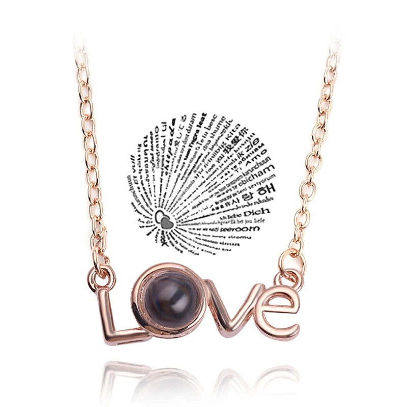 Love Heart Necklace I Love You Projection Pendant Jewelry in USA