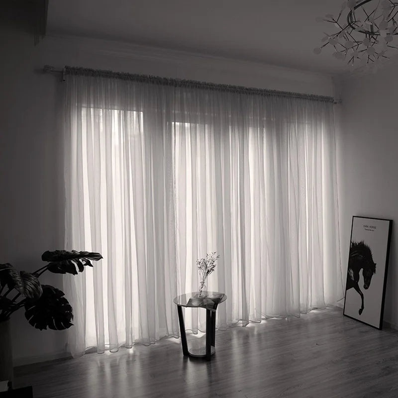 Solid White Tulle Sheer Window Curtains Living Room Bedroom in USA