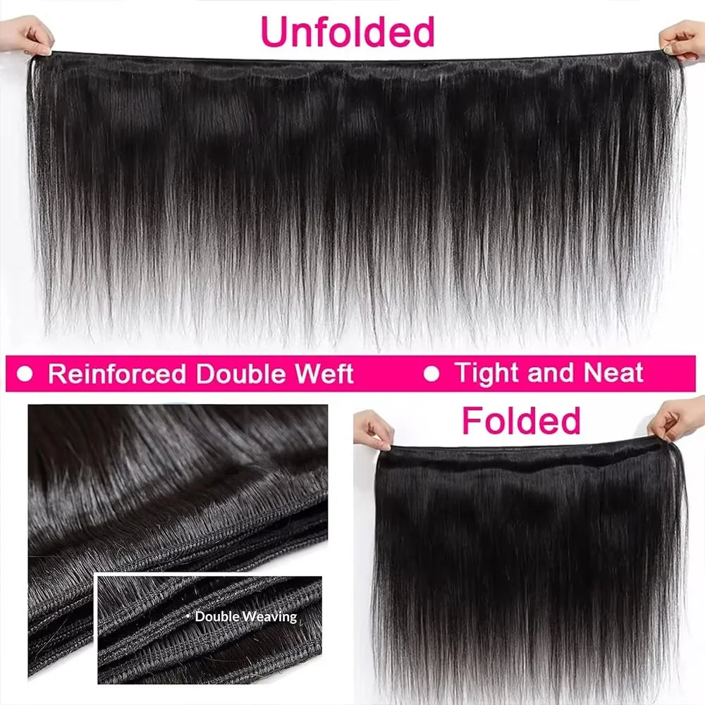 Natural Color Brazilian Human Hair Straight Bundles in USA