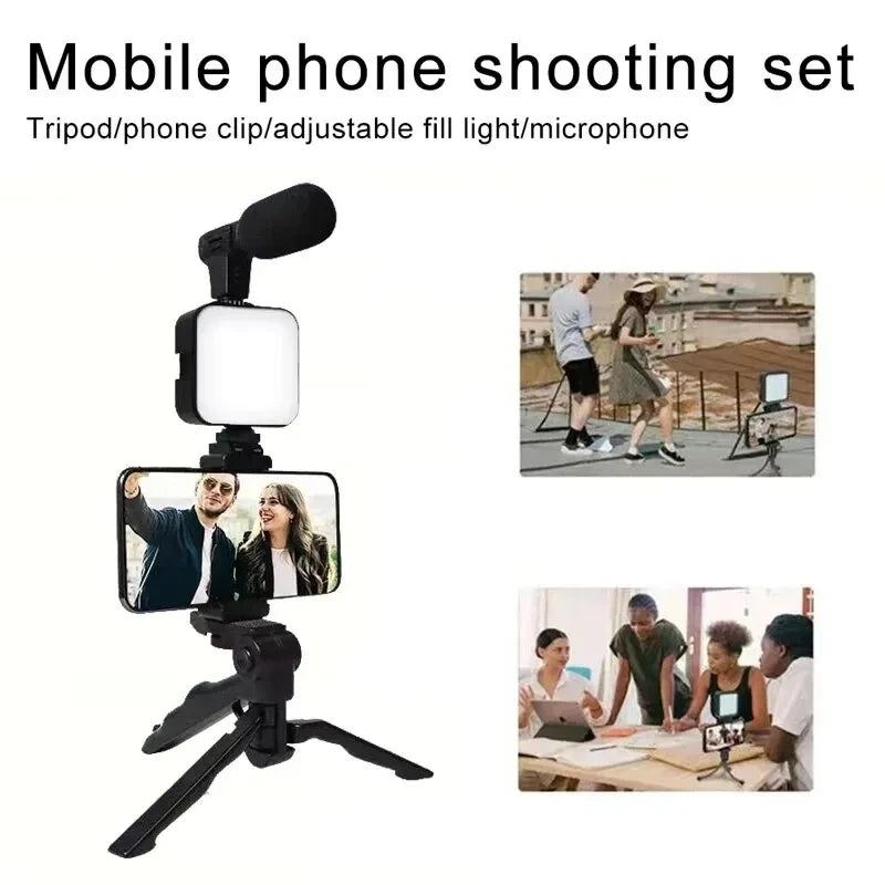 Smartphone Vlogging With Tripod Phone Holder Mini Microphone in USA.