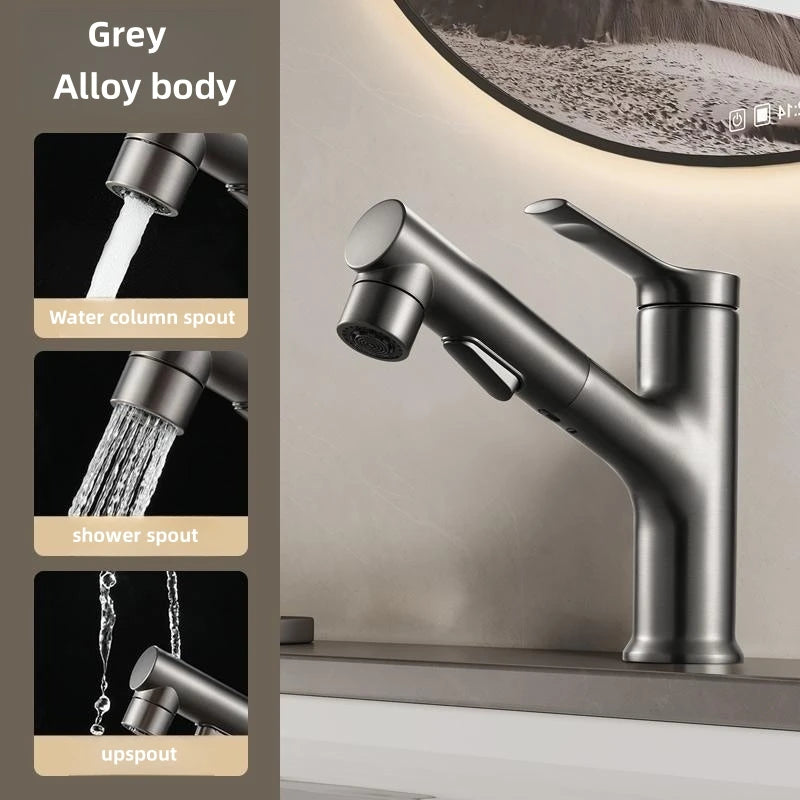 Bathroom Sink Faucet Basin Pull-out Type Hot and Cold Water