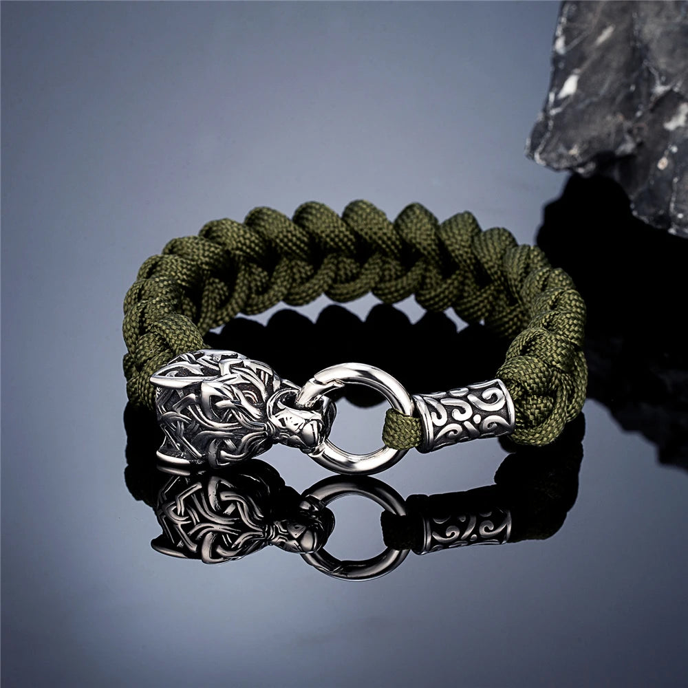 Vintage Norse Runes Celtic Wolf Survival Rope Bracelets in USA