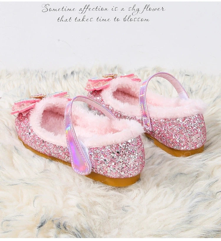 Rhinestone Frozen Elsa Princess Girl Shoes Flat in USA