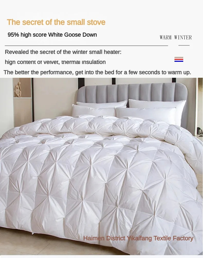 Winter Warm White Goose Down Comforter 95% Cotton Duvet Core