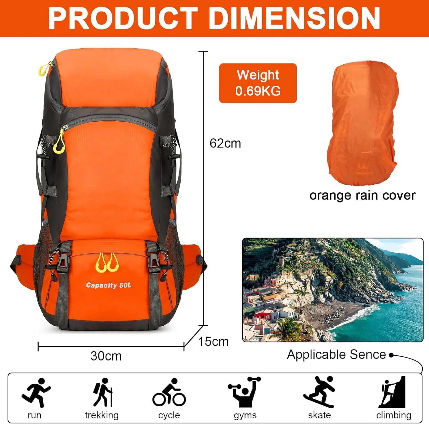 Lightweight Travel Backpack Rain Cover Camping Trekking in USA