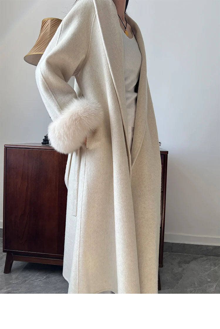 Lady Fox Fur High-Grade Cashmere Jackets Autumn Winter in USA.