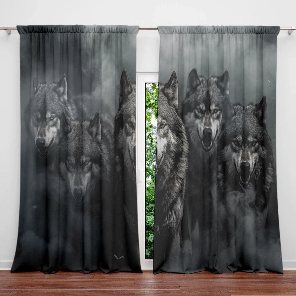 Wolf Pack Printed Curtain for Home Decor - Rod Pocket Window in USA