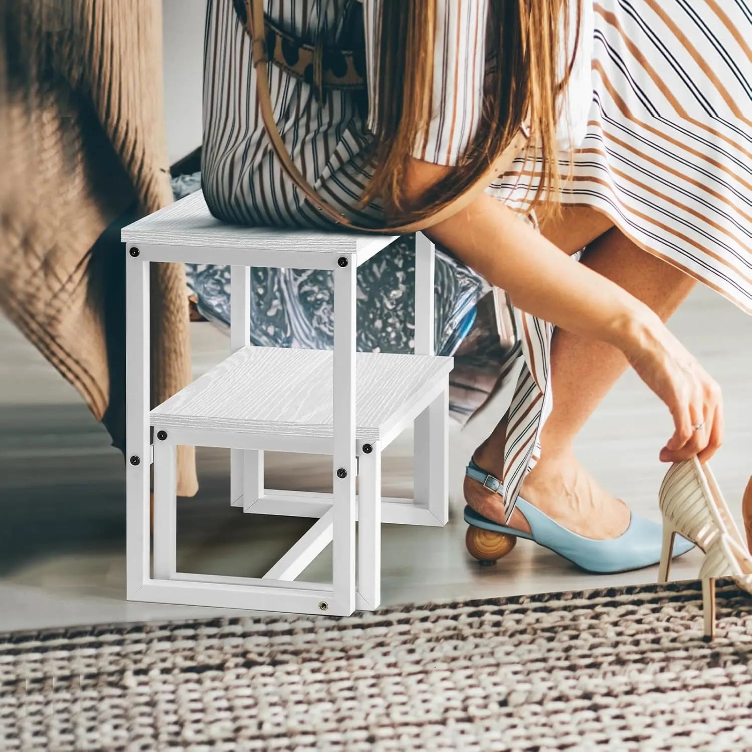 Adult child footstool, heavy-duty sturdy two-step stool,IN USA.