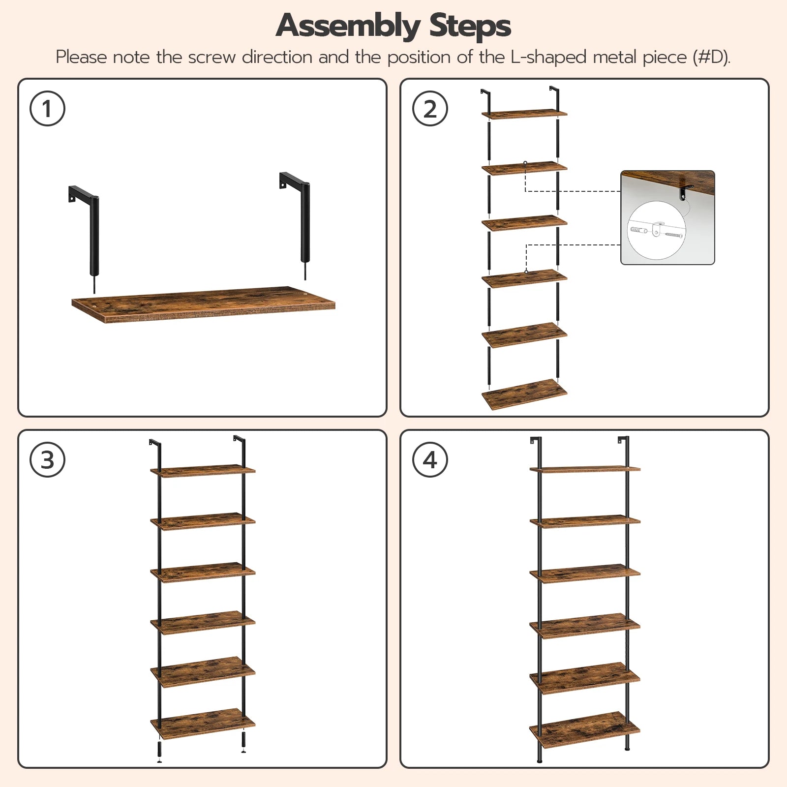 DIY Wall Mounted Bookshelf, Office Vertical Bookcase, IN USA.