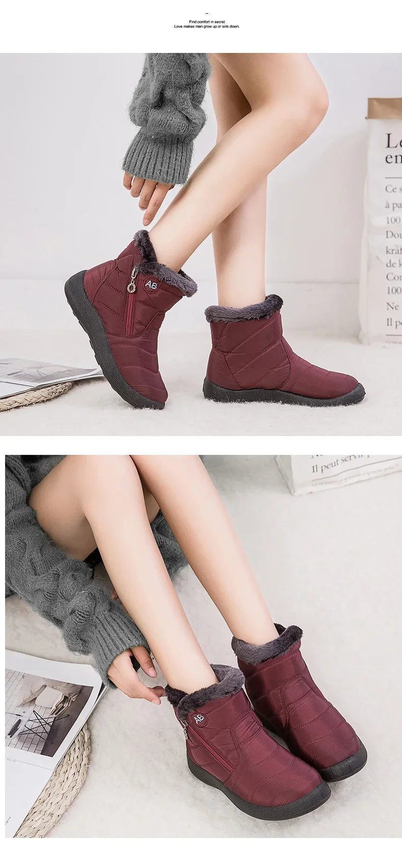 Winter Women Boots Thick Bottom Ankle Boots Women in USA