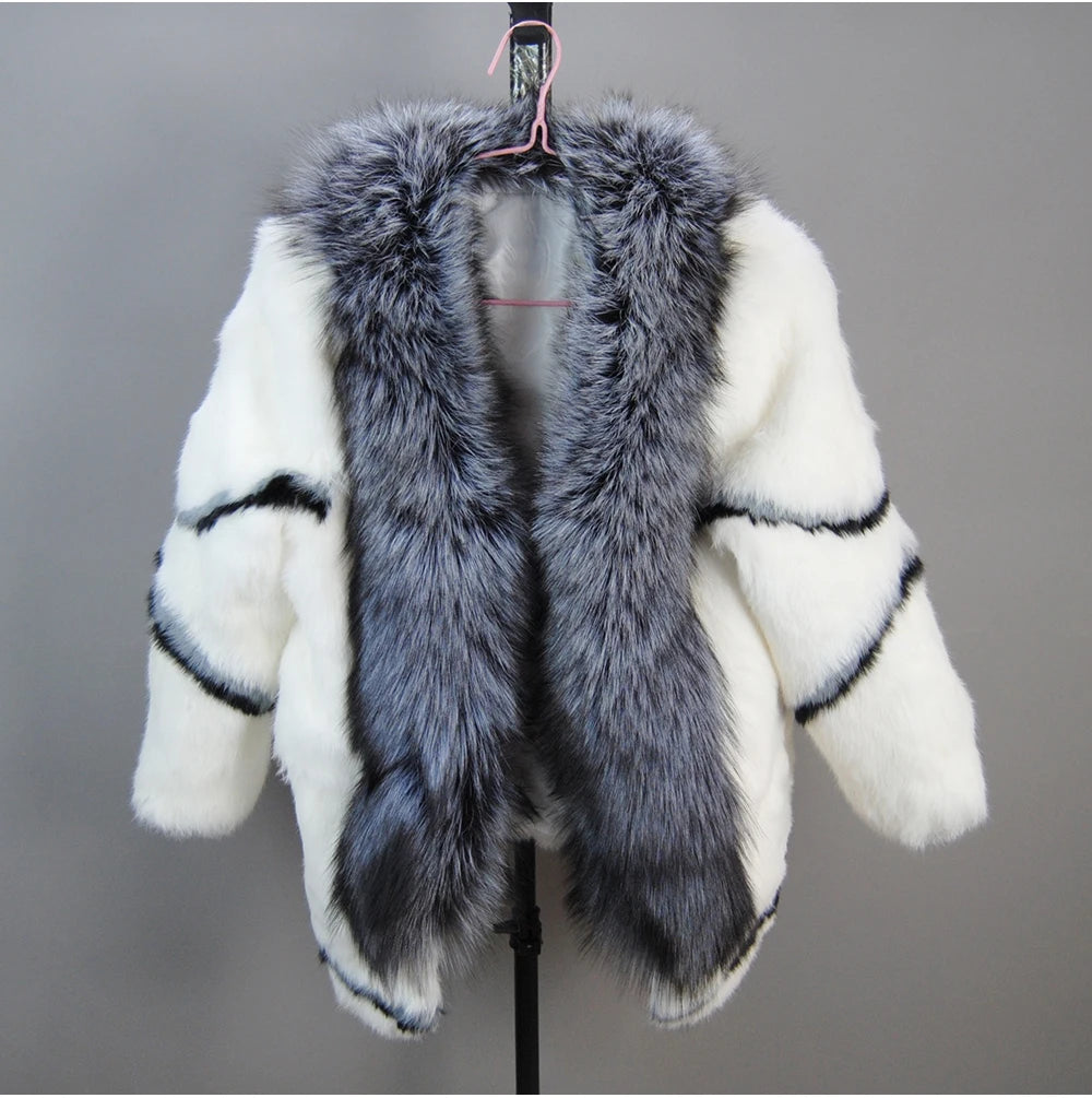 New Arrival Fashion Women Winter Full Pelt Rabbit Fur Coat in USA