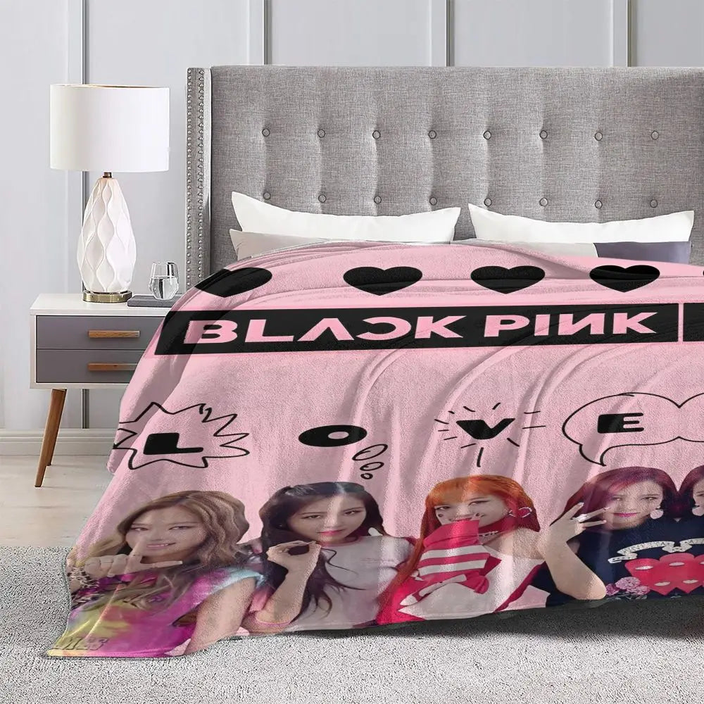 Music Idol Black-Pinks Girl Blankets Flannel All Season in USA