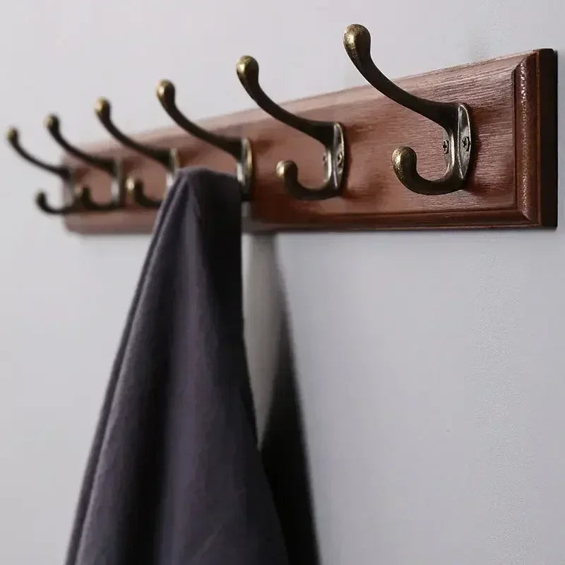 Bathroom Towel Rack Clothes Hanger Walnut Wall Hook