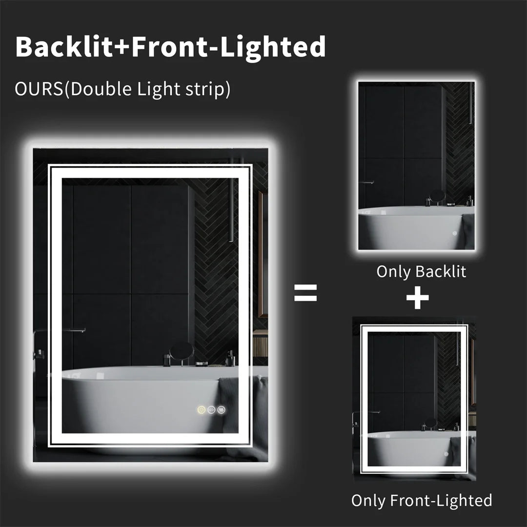 LUVODI Dual Lights Crystal Clear LED Bathroom Mirror