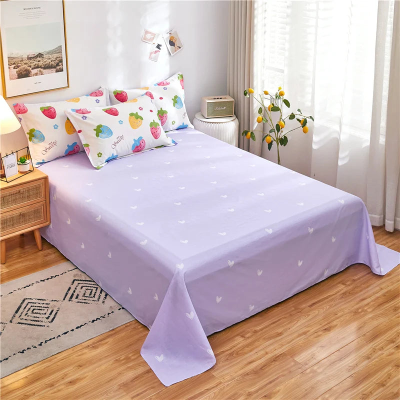 Cartoon Star Flat Sheet Twin Kawaii Yellow Bed Sheet in USA.