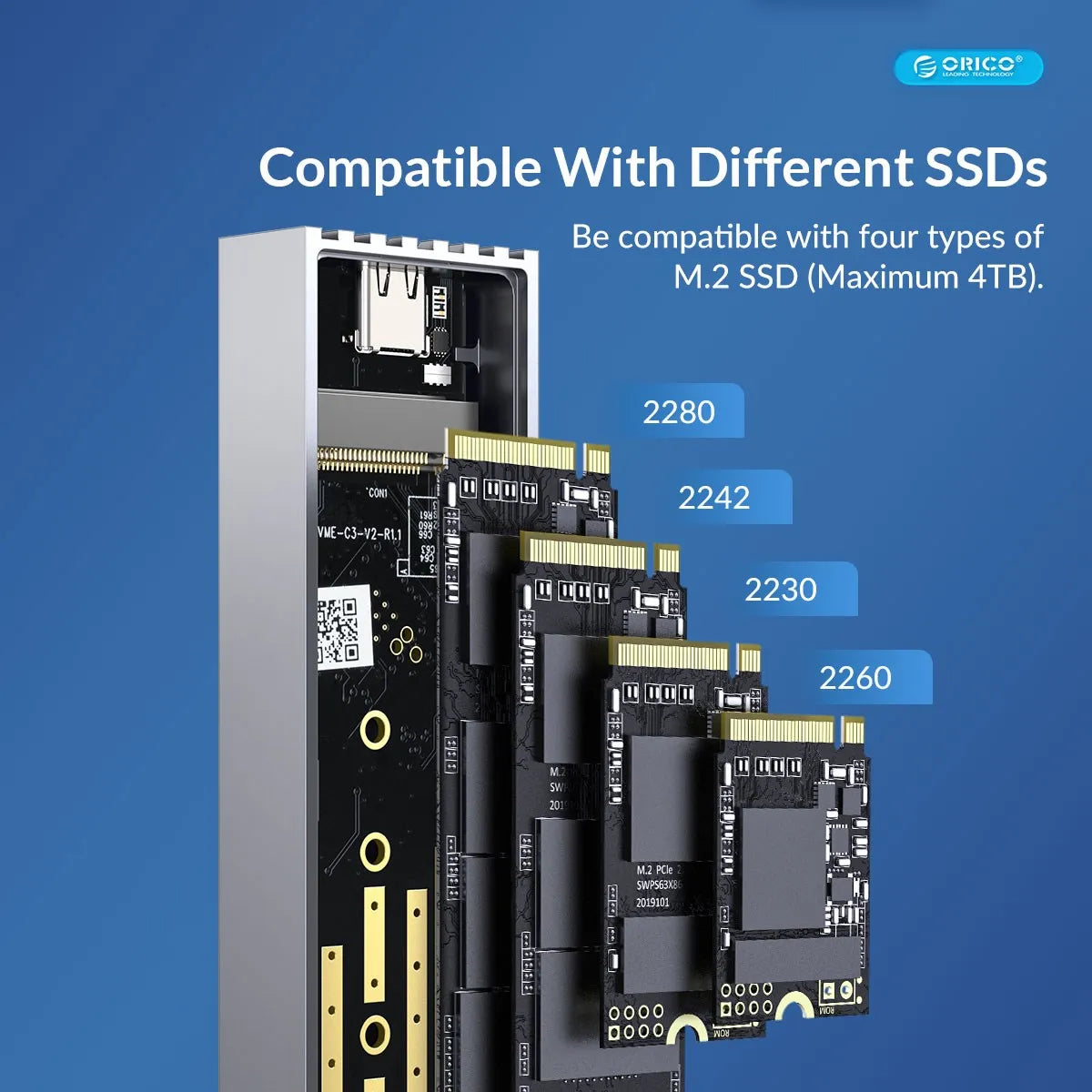 ORICO Upgraded Aluminum M.2 NVMe SSD Enclosure 10Gbps PCIe in USA.