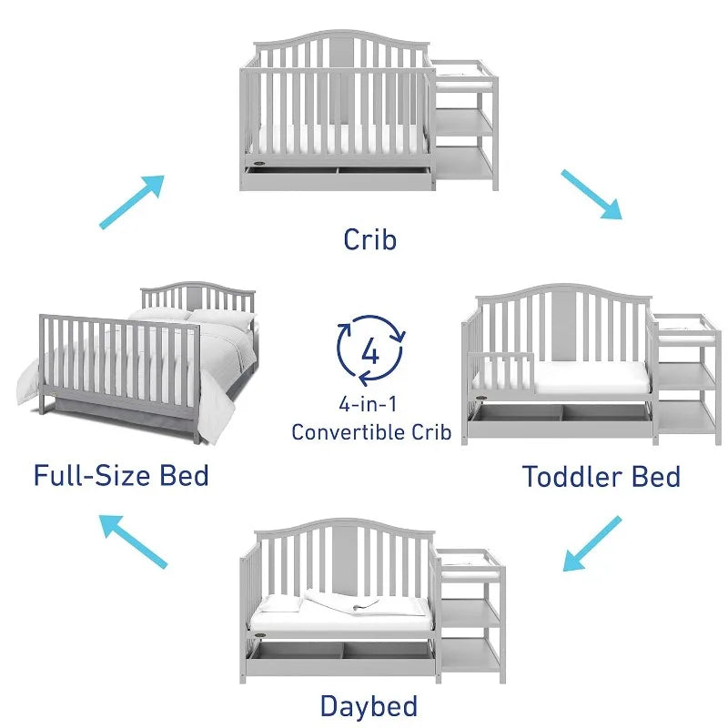 Convertible Crib Changer with Drawer (White) in USA