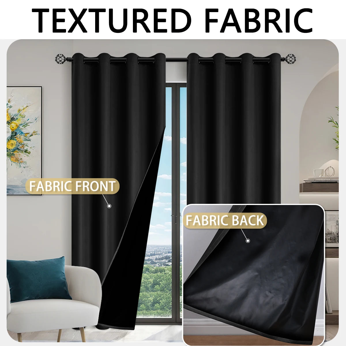 Solid color full shading sun protection Blackout curtains in USA