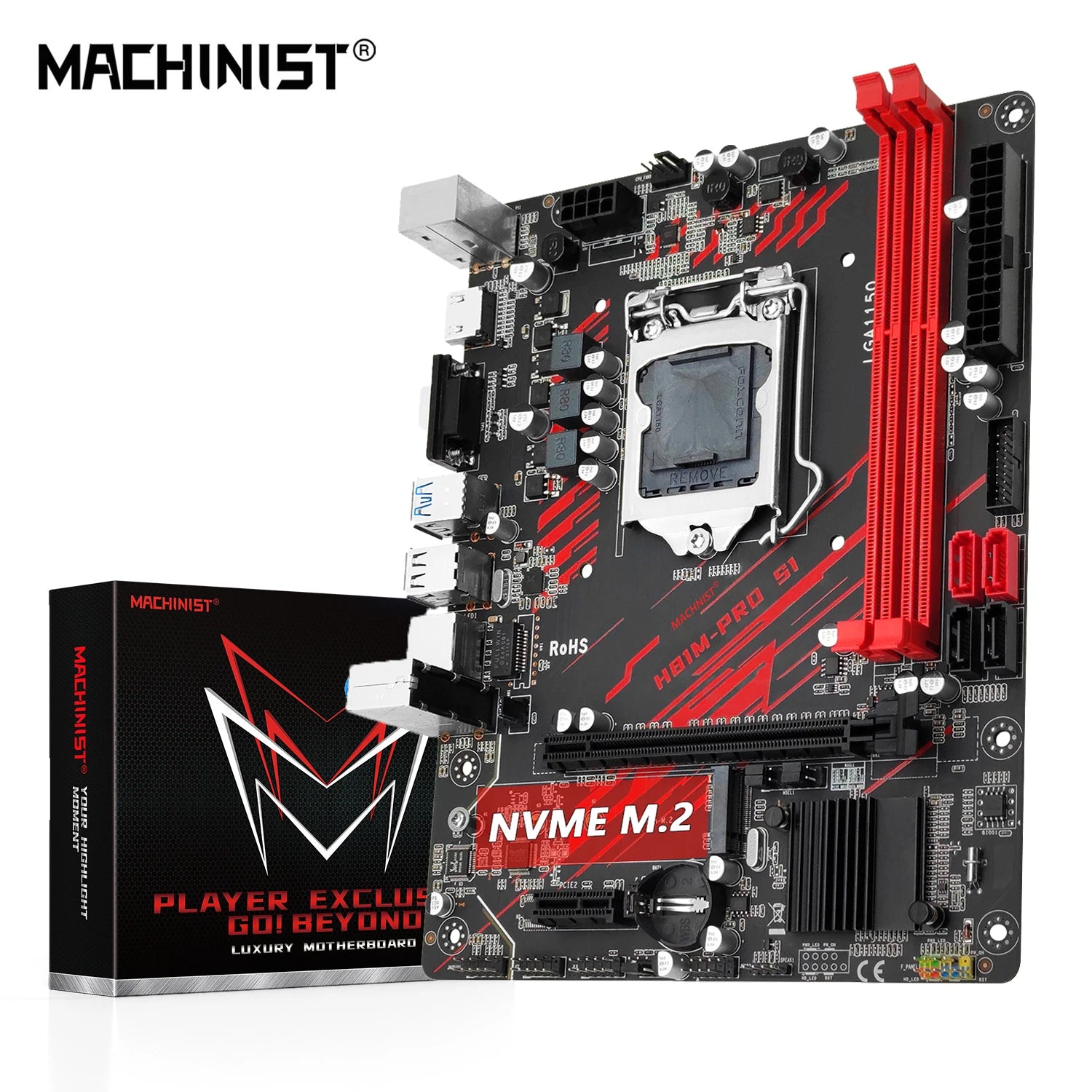 MACHINIST H81 Motherboard LGA 1150 NVME M.2 Slot Support i3 i5 i7/Xeon