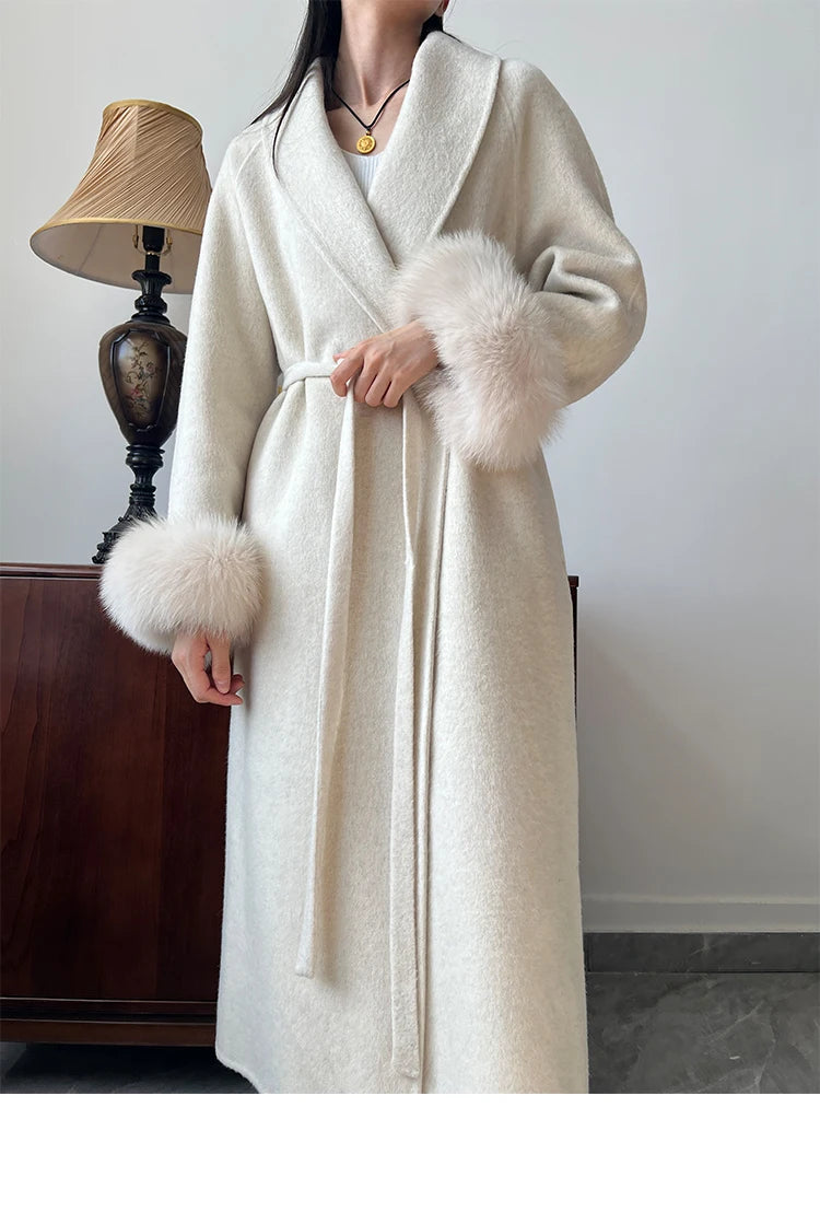 Lady Fox Fur High-Grade Cashmere Jackets Autumn Winter in USA.