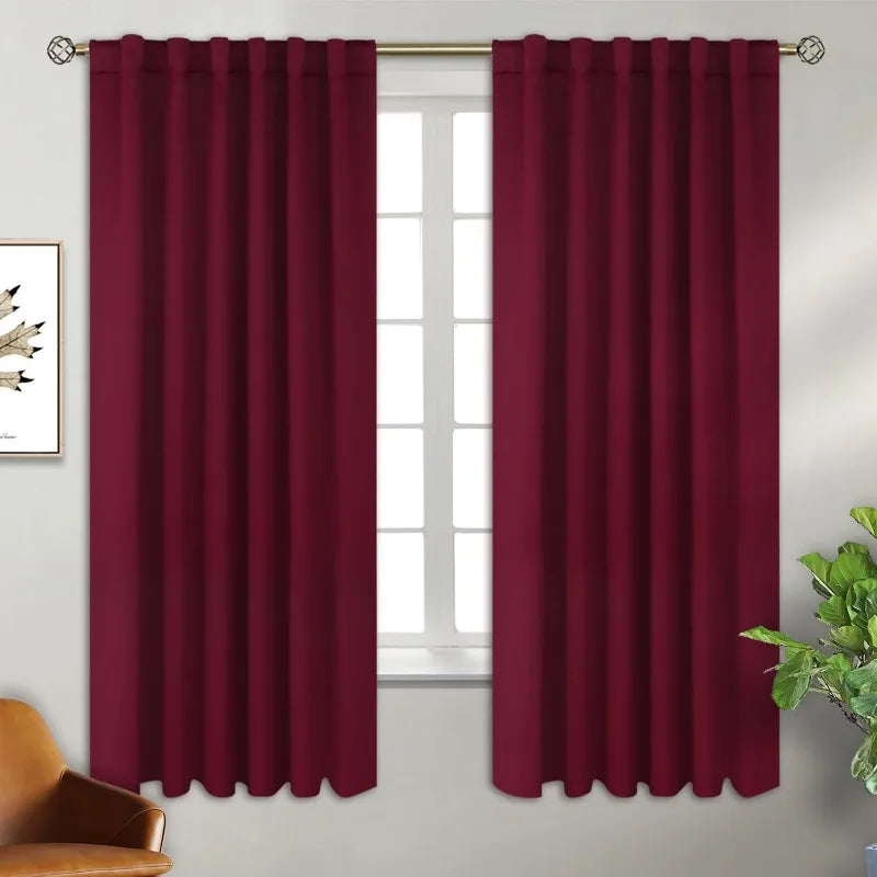 Navy Blue Elegant Blackout Curtains Rod Pocket in USA