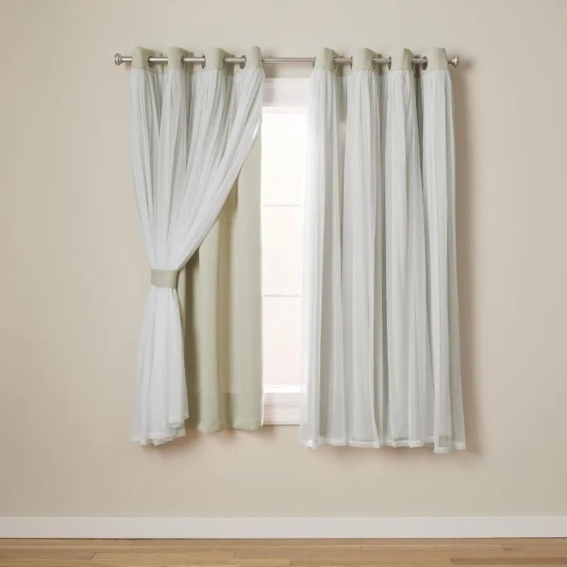 Layered Solid Room Darkening Blackout and Sheer Grommet in USA