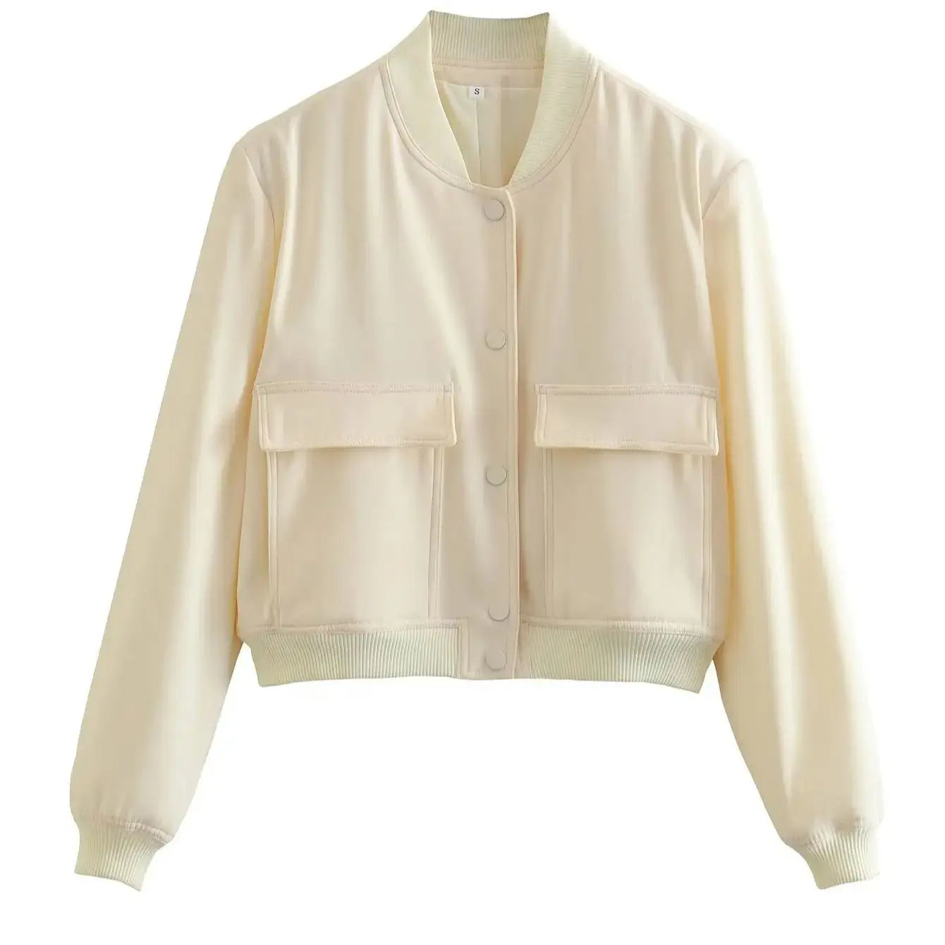 Woman Bomber Jacket Coat White Autumn Winter in USA