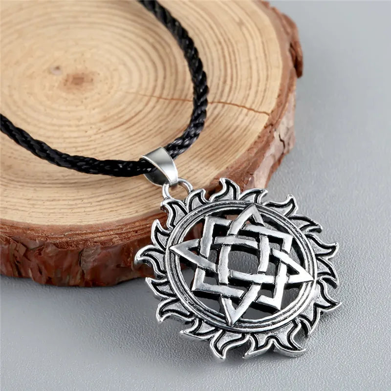 Viking Valknut Pendant Men's Necklace Women Round Pagan in USA