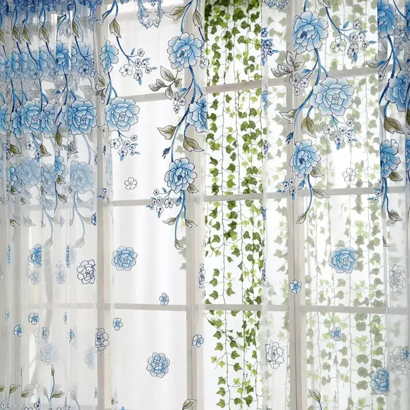 Peony Tulle Curtains Kitchen Door Window Living Room in USA