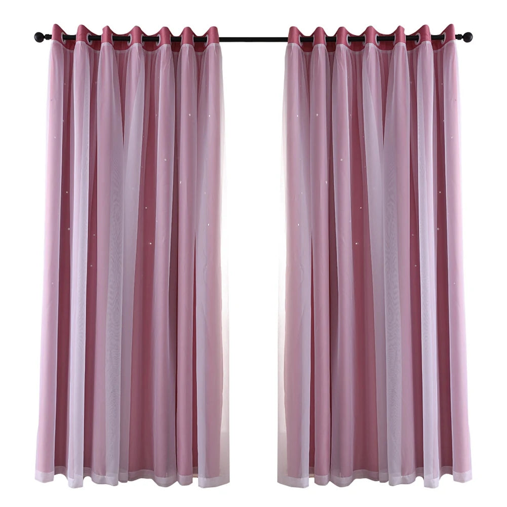 Double Blackout Star Curtains Threaded Bedroom Living Room in USA