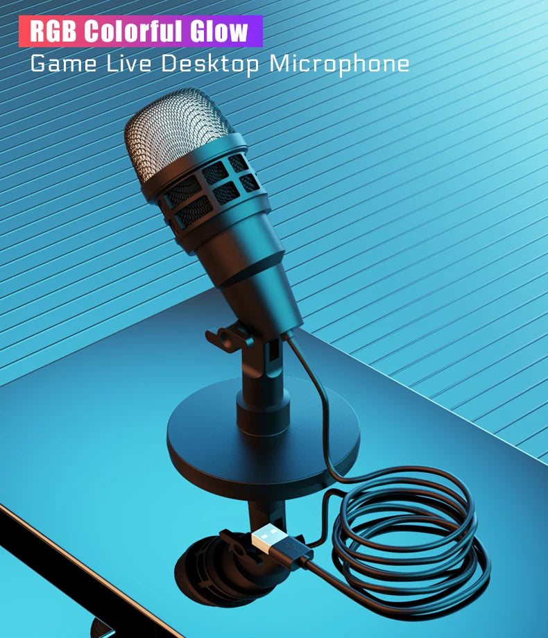 USB Condenser Microphone With RGB, Microphone For Podcasting in USA.