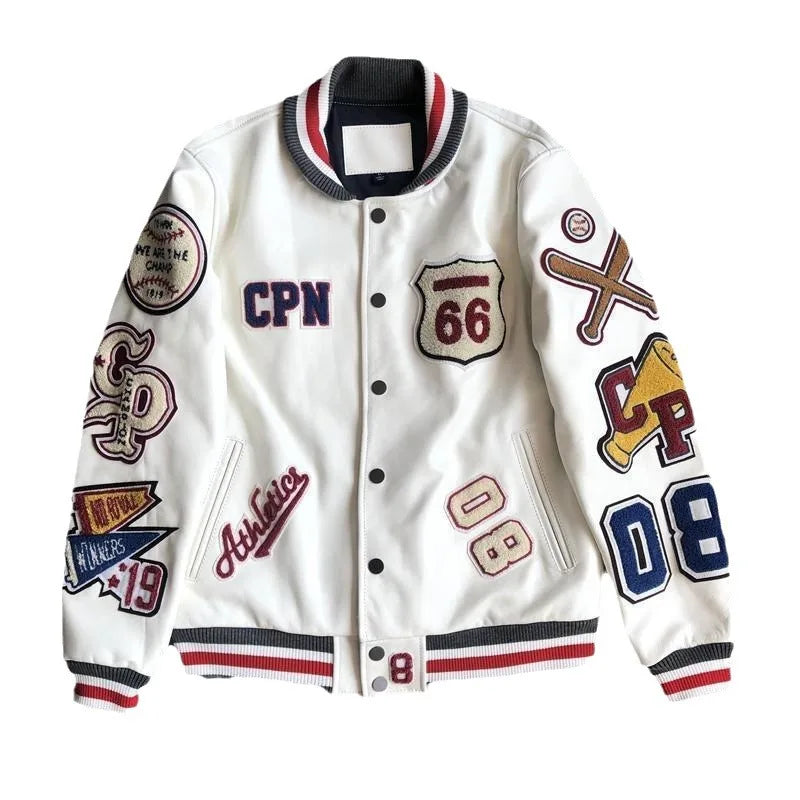 New Men's winter baseball Jacket Men Retro Trend leather IN USA.