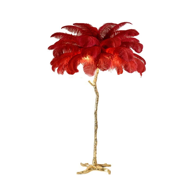 Nordic Ostrich Feather Led Floor Lamp Resin Copper IN USA.