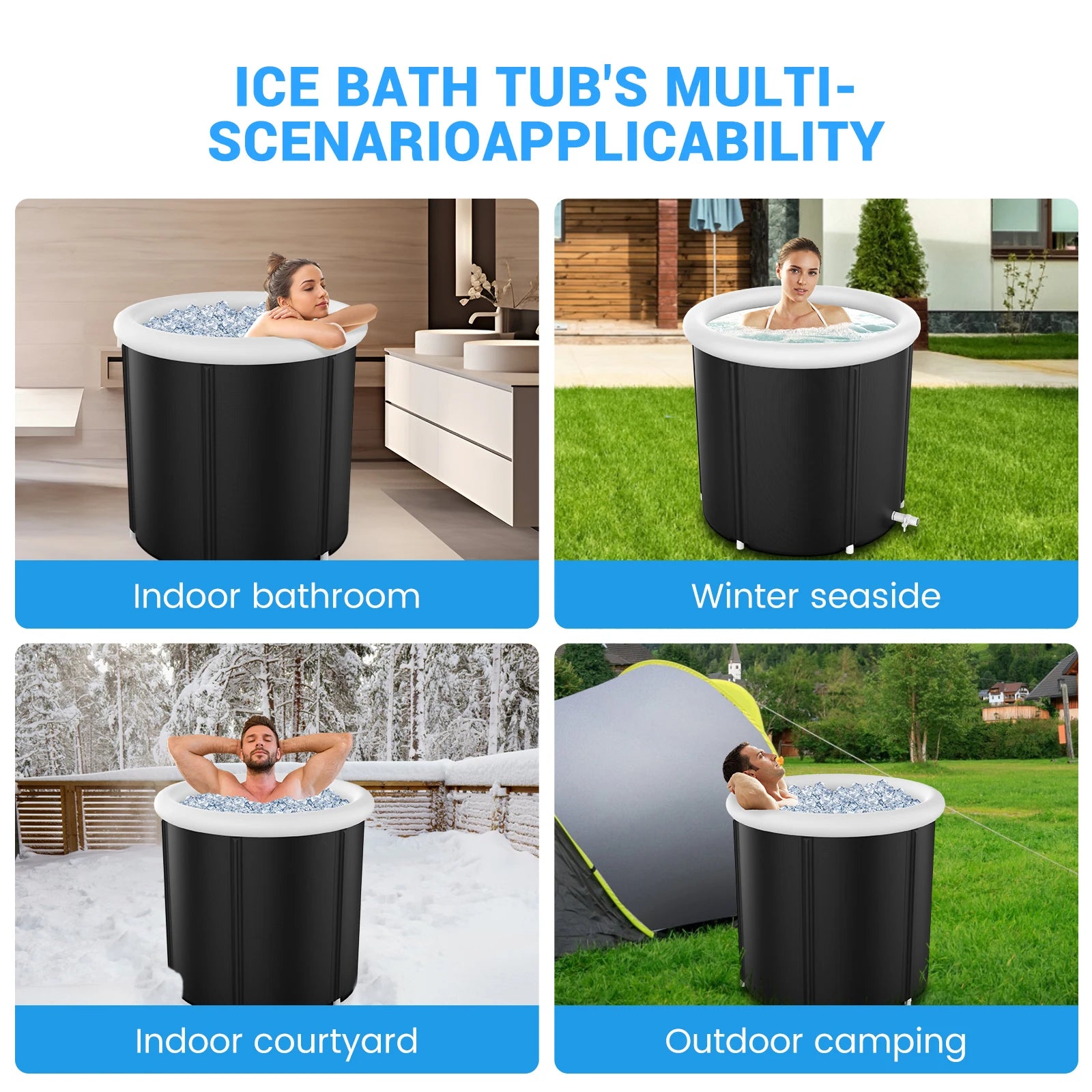 Large Ice Bath Tub Outdoor Cover Portable Bathtub Athletes in USA