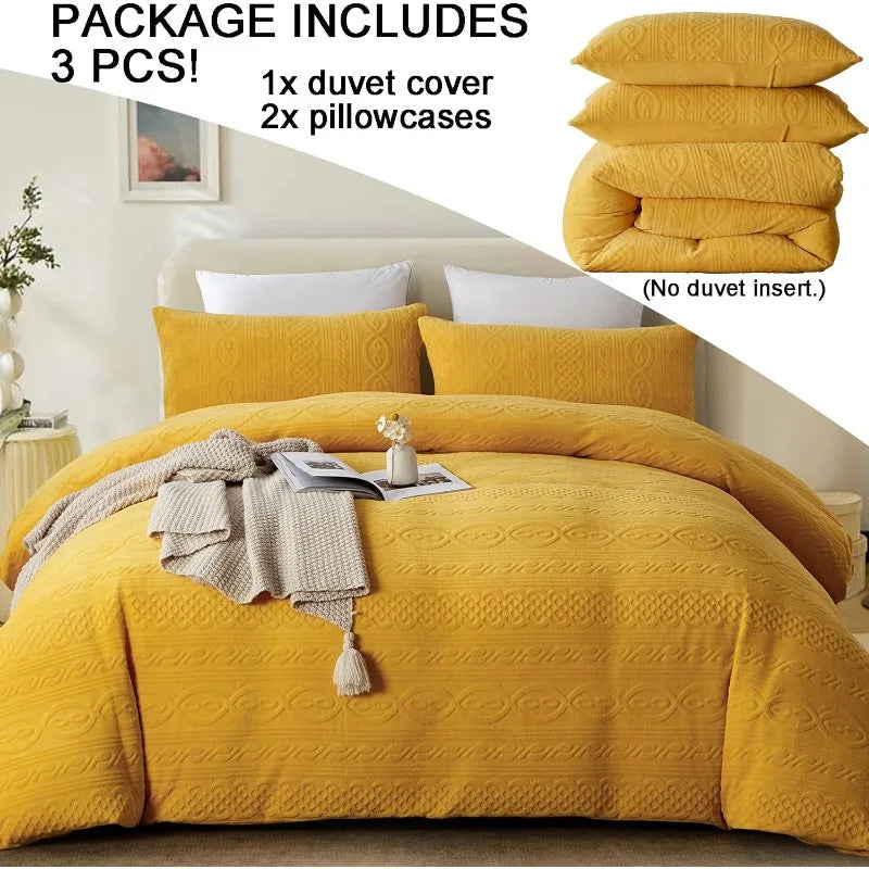 Plush Duvet Cover Set, Luxury 3 PCS Boho Bedding Sets