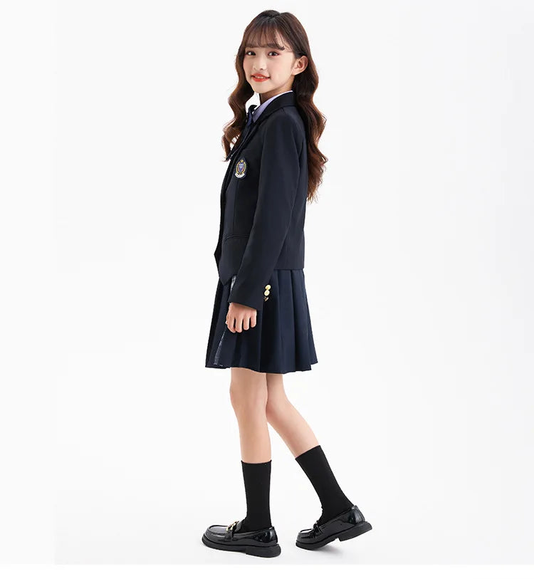 Children School Uniform Girls Jacket Pleated Skirt Suits Boys in USA