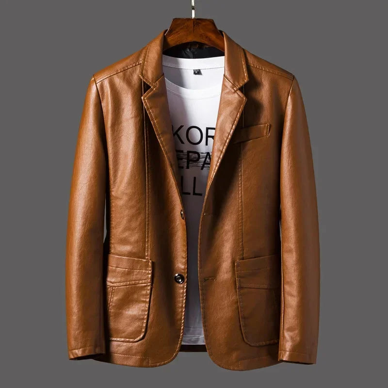 Spring Autumn Biker Leather Men's Jacket Leather IN USA.