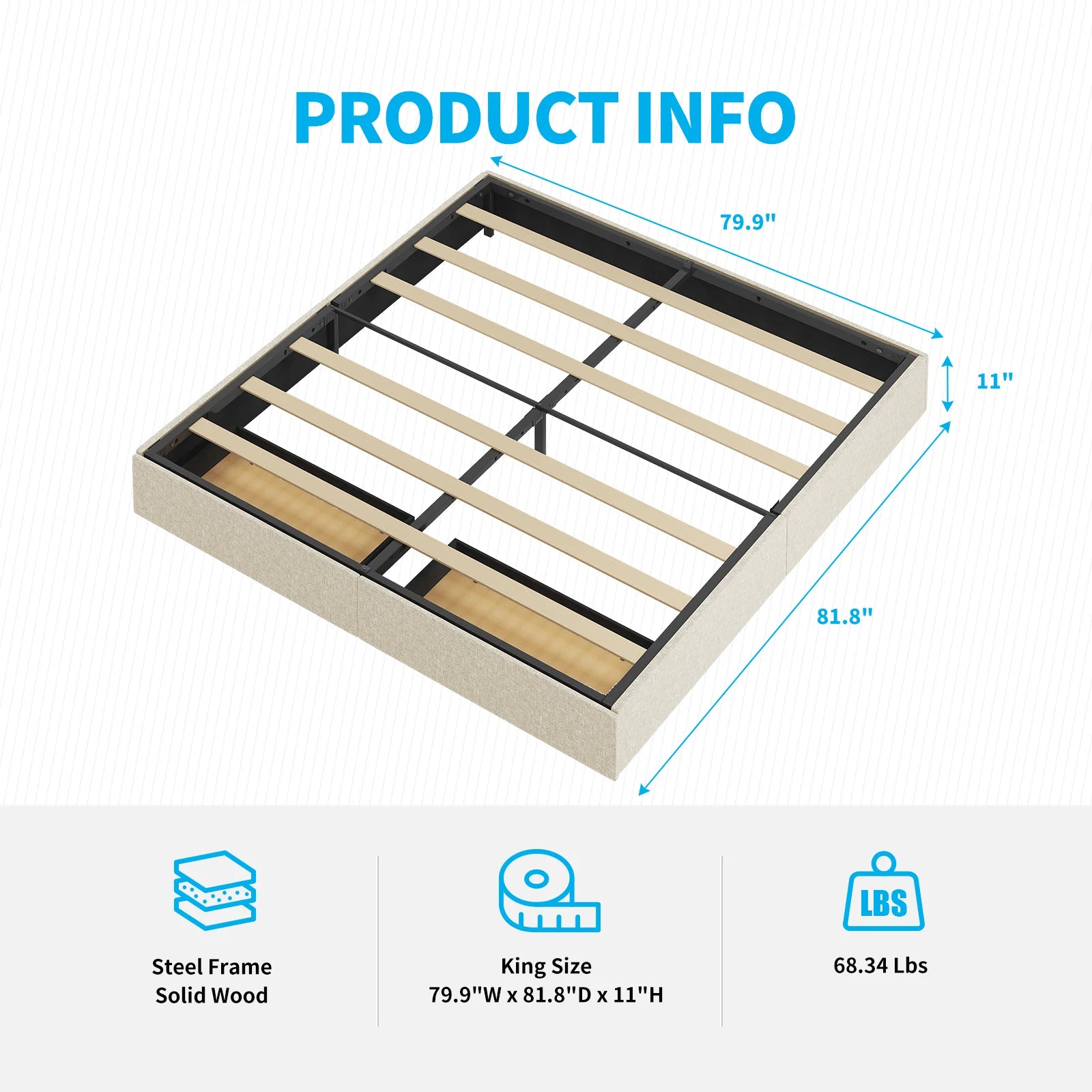 HORGAEO Bed Frame Storage Drawers, Linen Fabric IN USA.