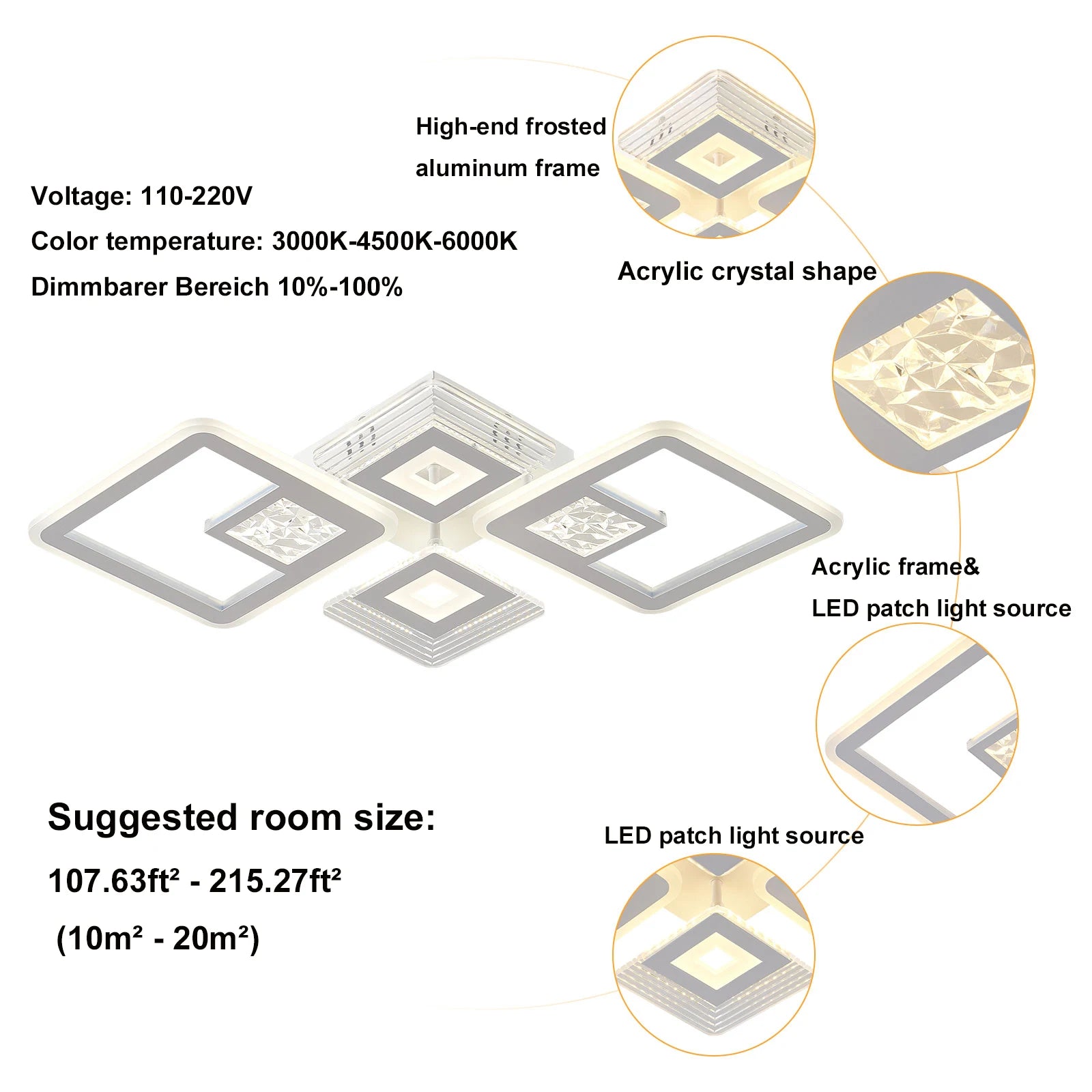 Modern Embedded LED Acrylic Ceiling Light IN USA.