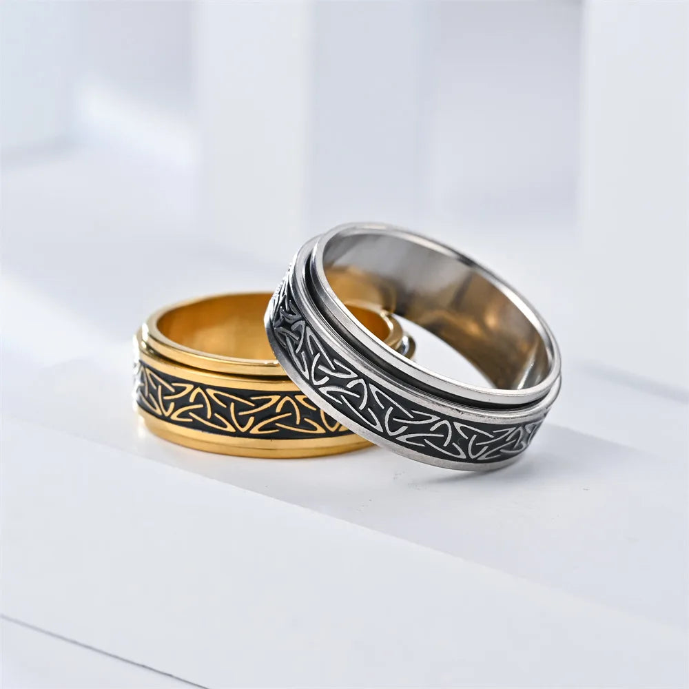 Viking Celtic Knot Rune Rotating Anxiety Joint Ring Men in USA