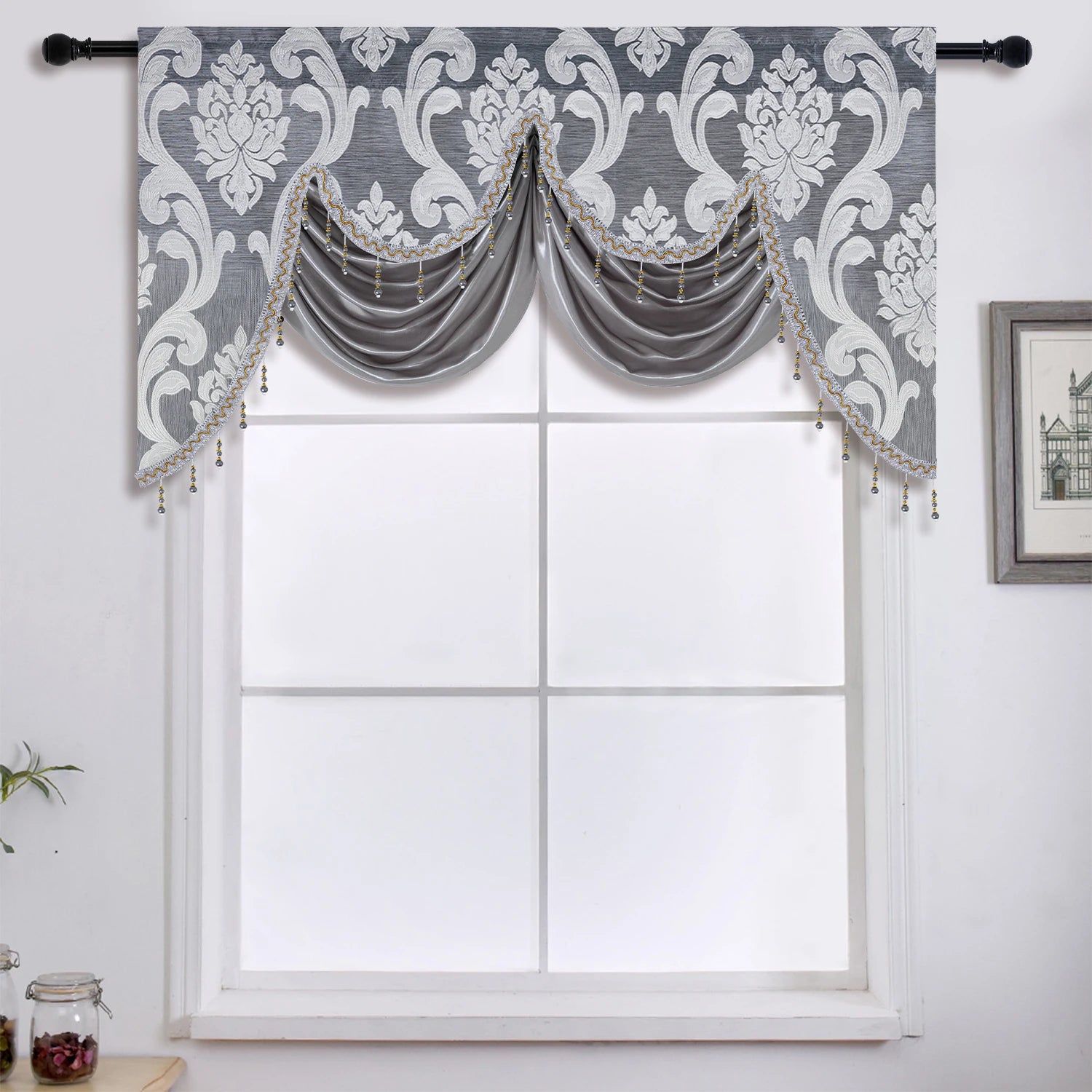 Living Room Luxury Jacquard Fabric Curtain Head Window in USA