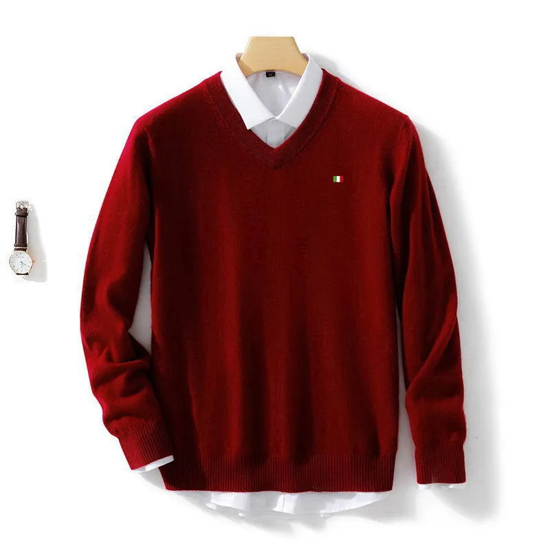 Men's Cashmere Warm Pullovers Sweater V Neck Knit in USA