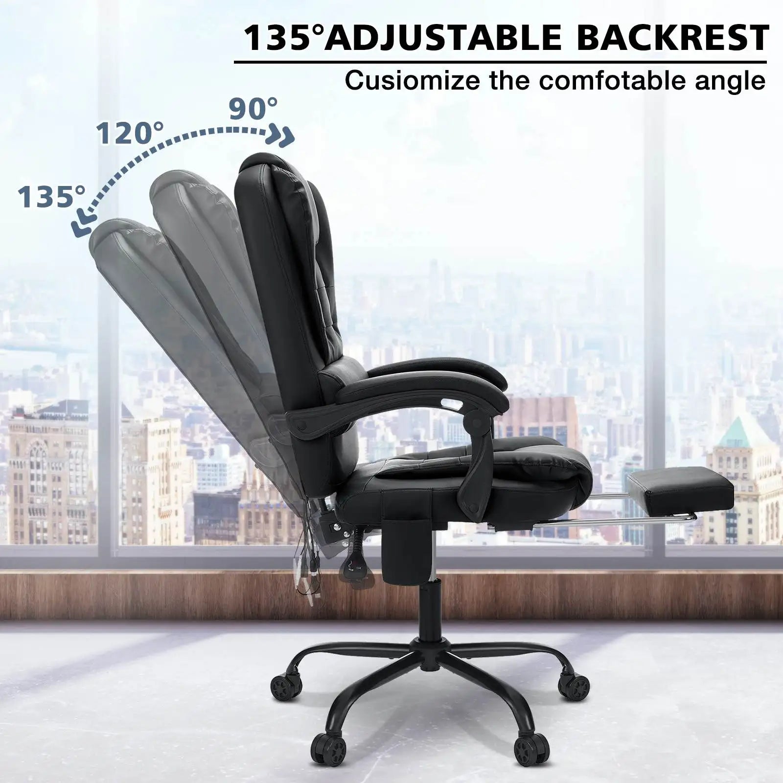 Executive Office Chair Massage High Back Leather Office Chair in USA.