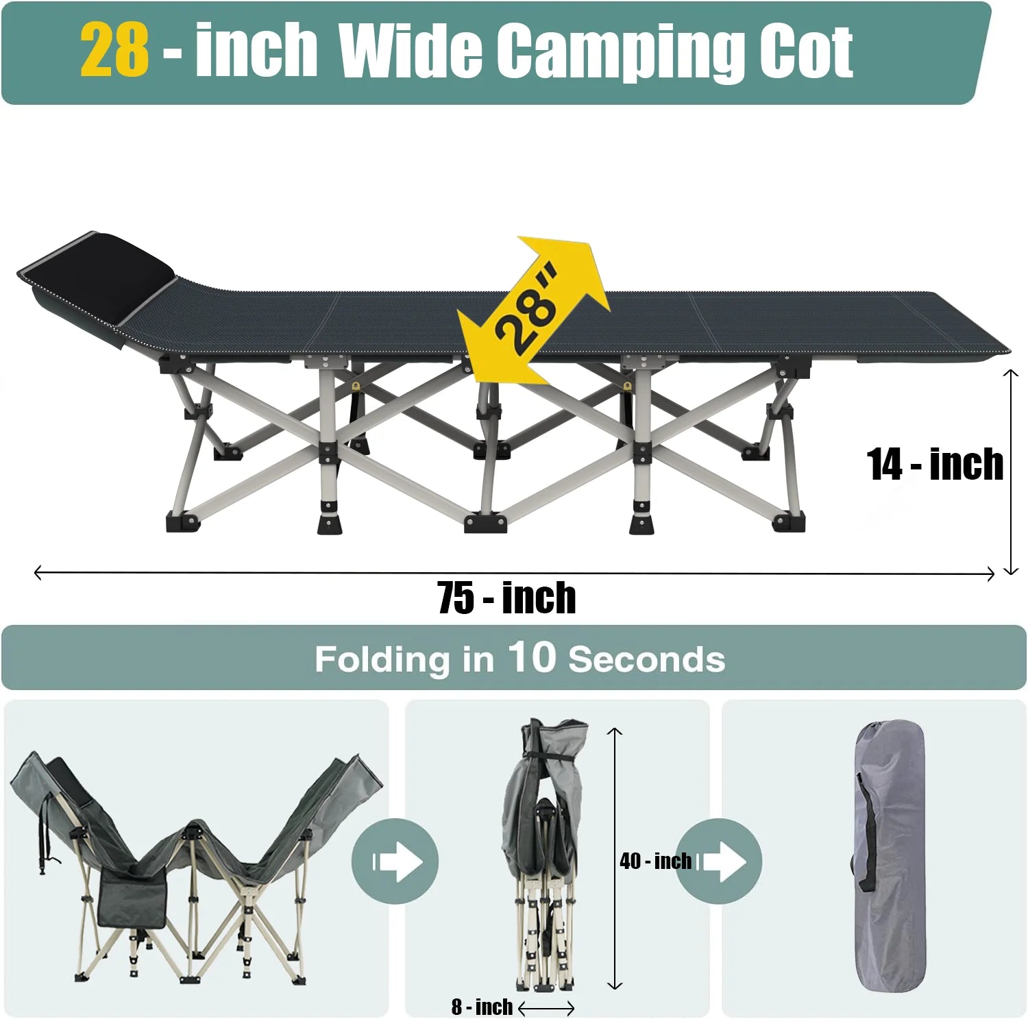 Camping Bed/Camping Cots Adults Foldable Folding Cot Bed in USA