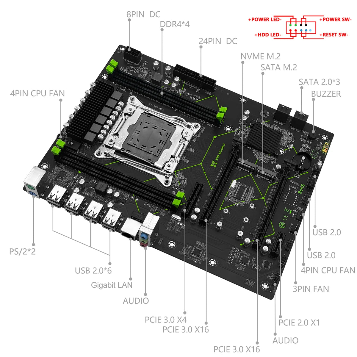 MACHINIST X99 Motherboard Set Kit With LGA 2011-3 Xeon E5 2690 V4 CPU 