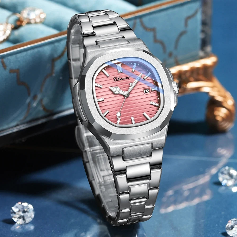 Women's Quartz Watch Pink Fashion Striped Dial in USA